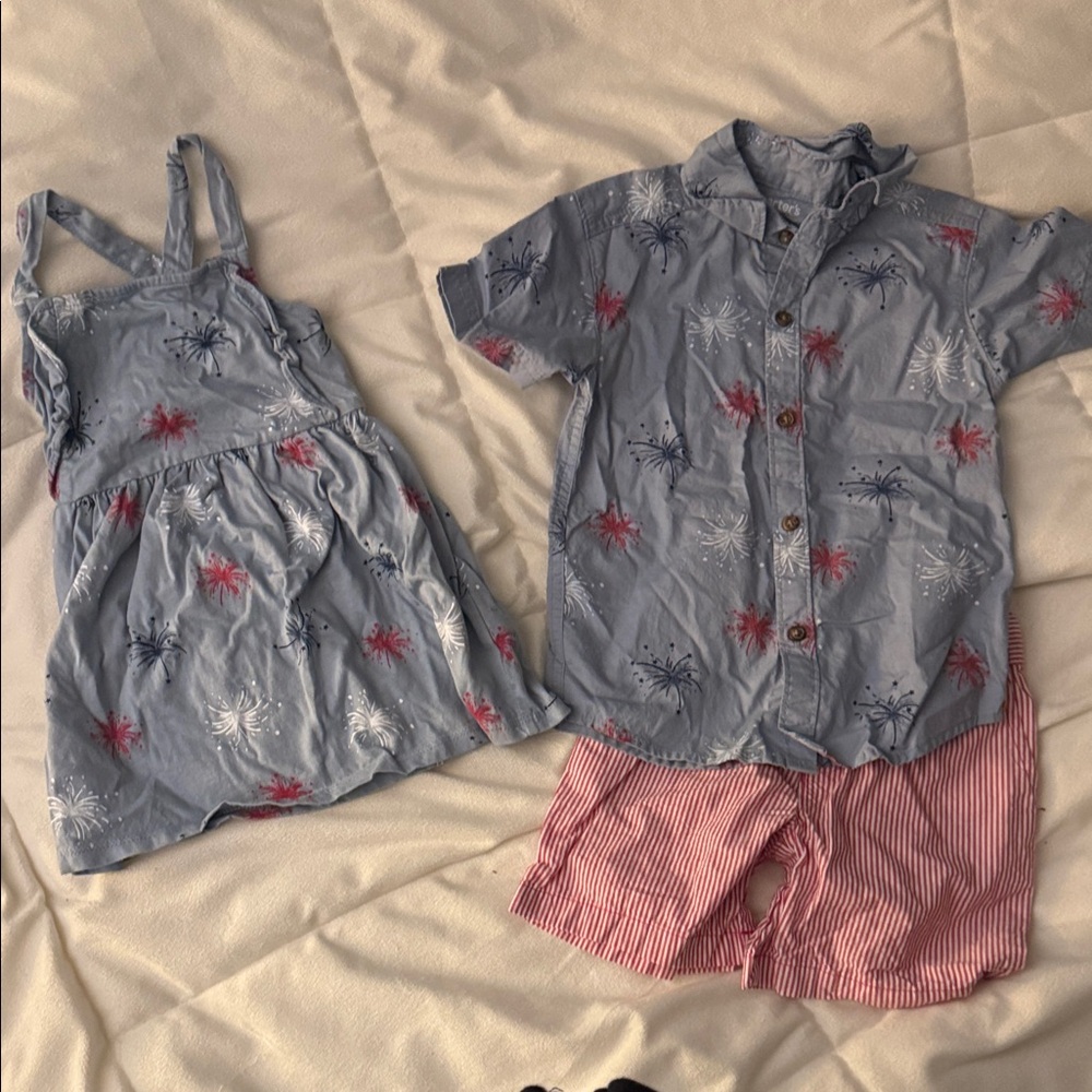 Carter's Blue Denim Overalls with Red Accents